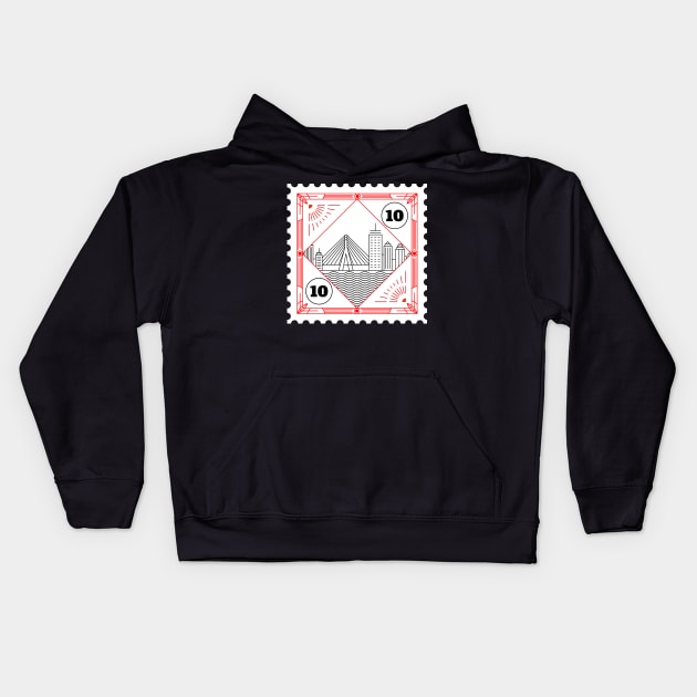 Boston Stamp Design Kids Hoodie by kursatunsal